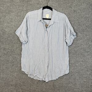 Chicos Shirt Womens 1 Blue Striped Blouse Preppy Cottage Core Nautical NEW